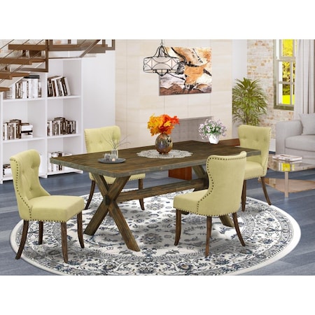East West Furniture 5 Piece X-Style Modern Dining Set - Distressed Jacobean X777SI737-5